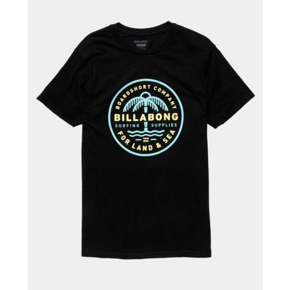 Billabong Land And Sea Men's T- Shirt Black Short Sleeve Size Medium
